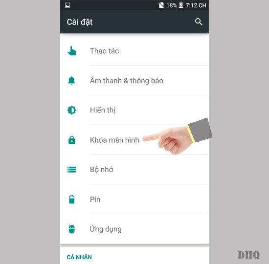 Chọn khóa màn hình